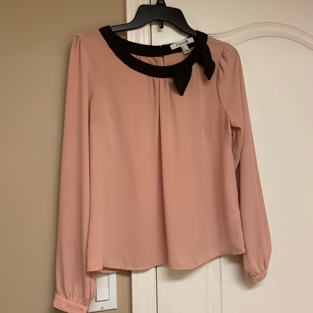 Forever 21 Blush Blouse with Black Bow